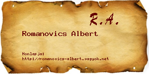 Romanovics Albert névjegykártya