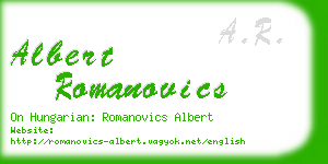 albert romanovics business card
